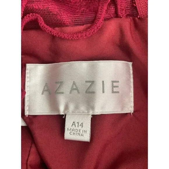 NWT Azazie Burgundy Bonnie Allure Halter Bridesmaid Dress Size 14 - Picture 15 of 16